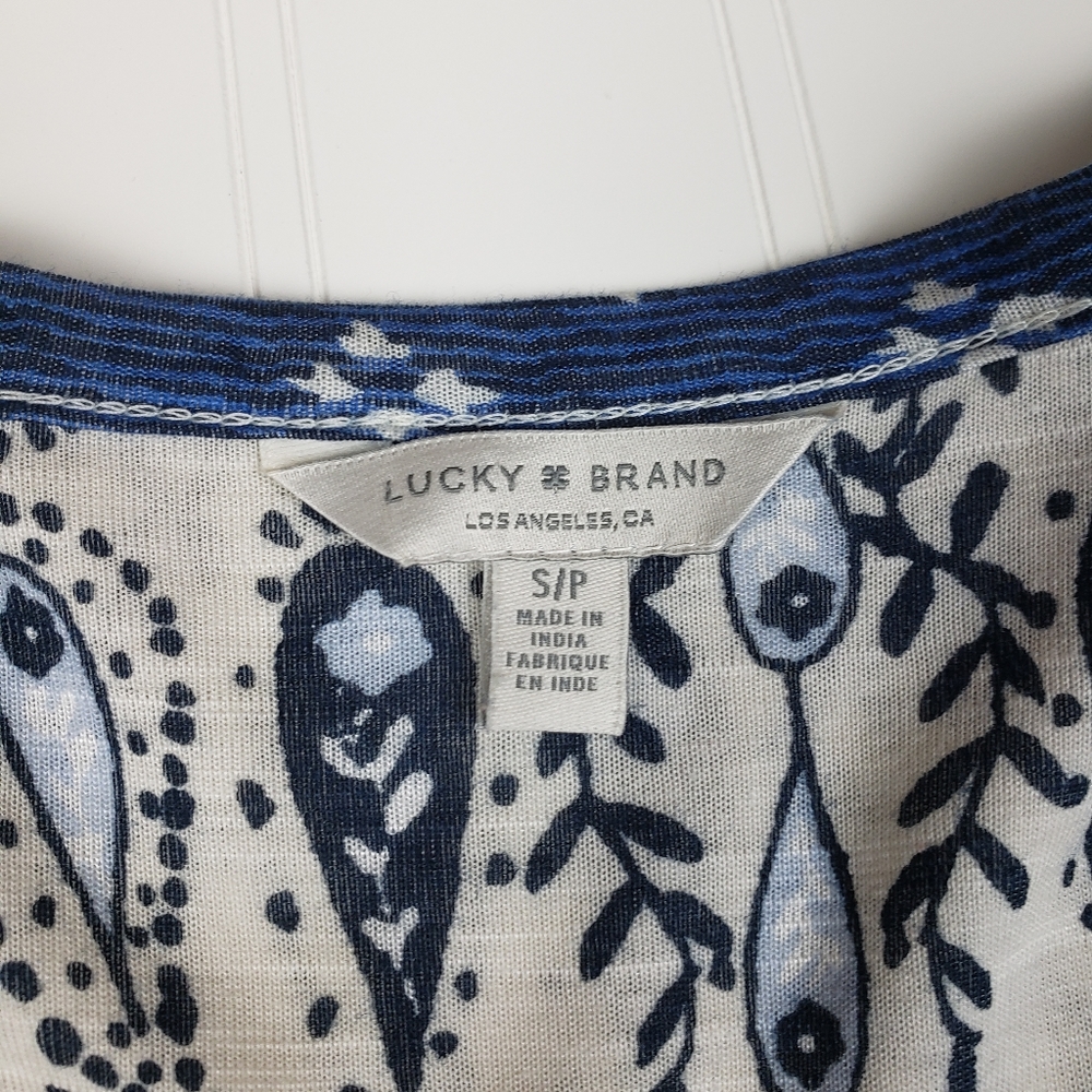 Lucky Brand blue patterned long sleeve tee - Picture 5 of 6